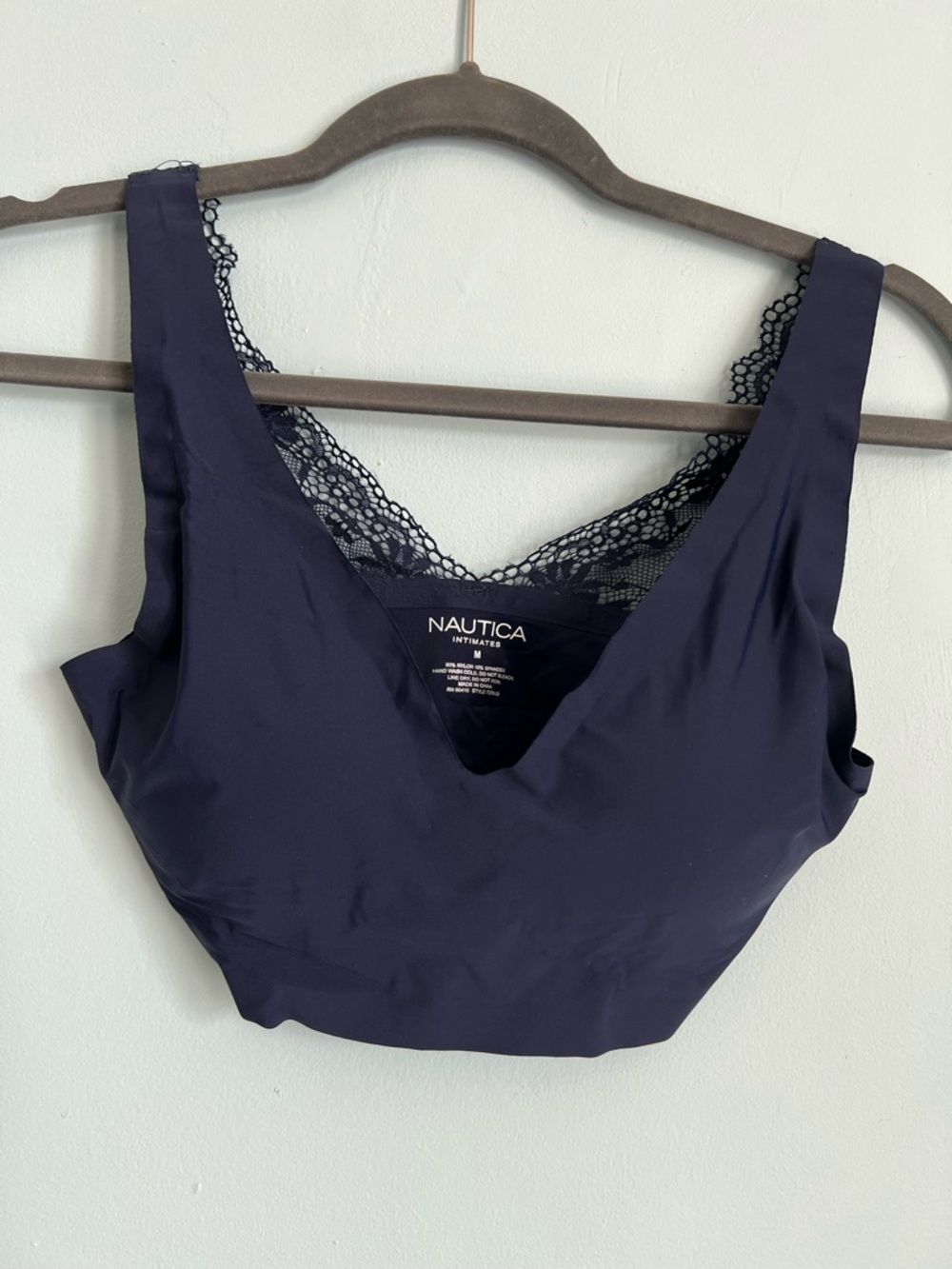 Nautica Navy Lace-Back Crop Bralette